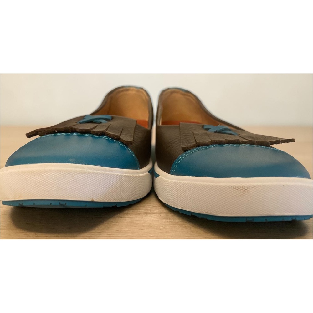 Twisted X Kiltie Fringe Leather Mary Jane SlipOn Brown Teal Women 10 Flat Shoes - Picture 3 of 8